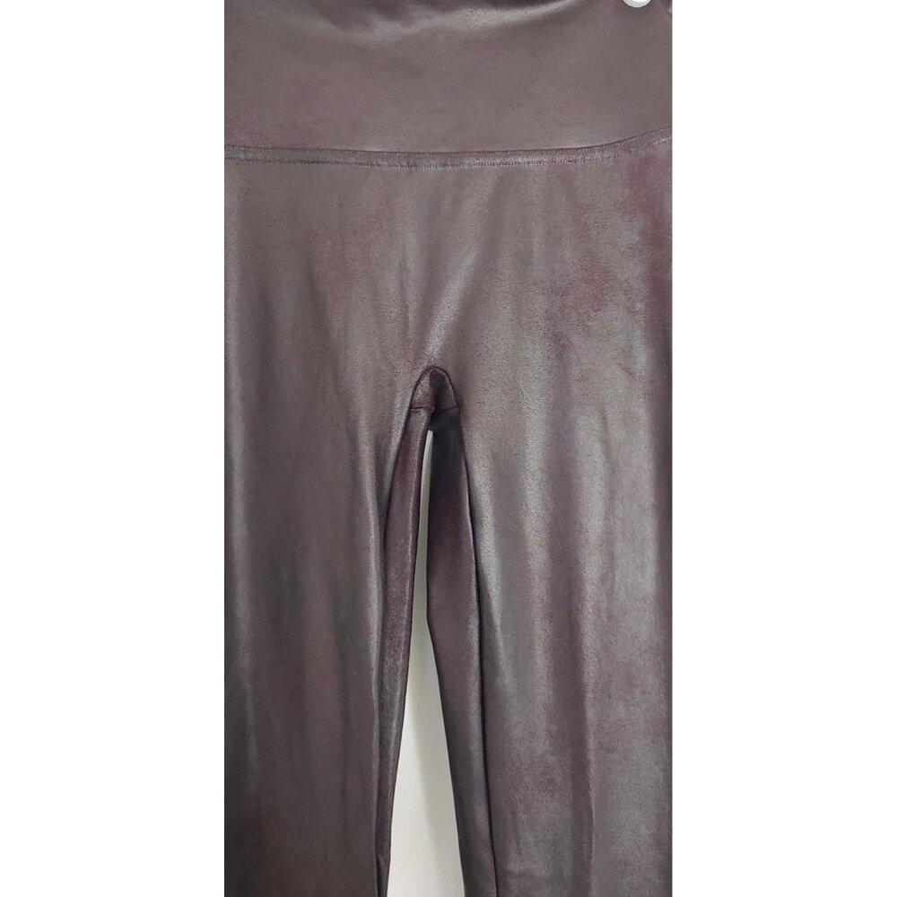 SPANX Ready to Wow Faux Leather Leggings S BROWN WINE 2437 - Picture 5 of 12